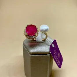 Anel Pedra Fusion com Pérola