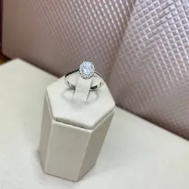 Anel Solitário Ouro Branco