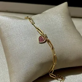 Pulseira Cartier com Coração Crav Rosa