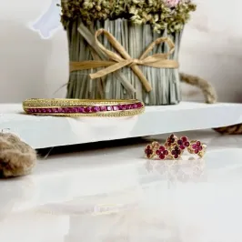 Bracelete Zircônias Fúcsia - Luxo