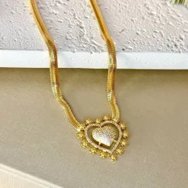 Colar Coração Cravejado