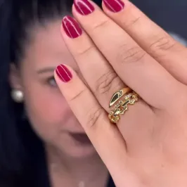 Anel Elos Cravejados Banhado a Ouro - Cristal