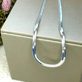 Choker Fita Malha 4mm Banhado a Prata