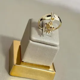 Anel Duas Meninas - Filhas - Detalhe Cravejado no Meio