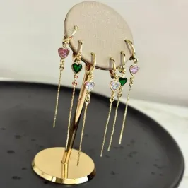 Brinco Argola com Coração Colorido - com Veneziana -