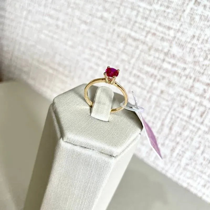 Anel Solitário Rosa