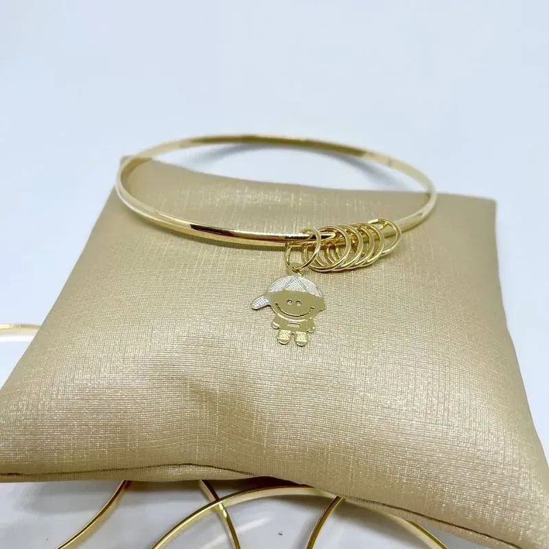 Bracelete Liso com Argolas e Menino