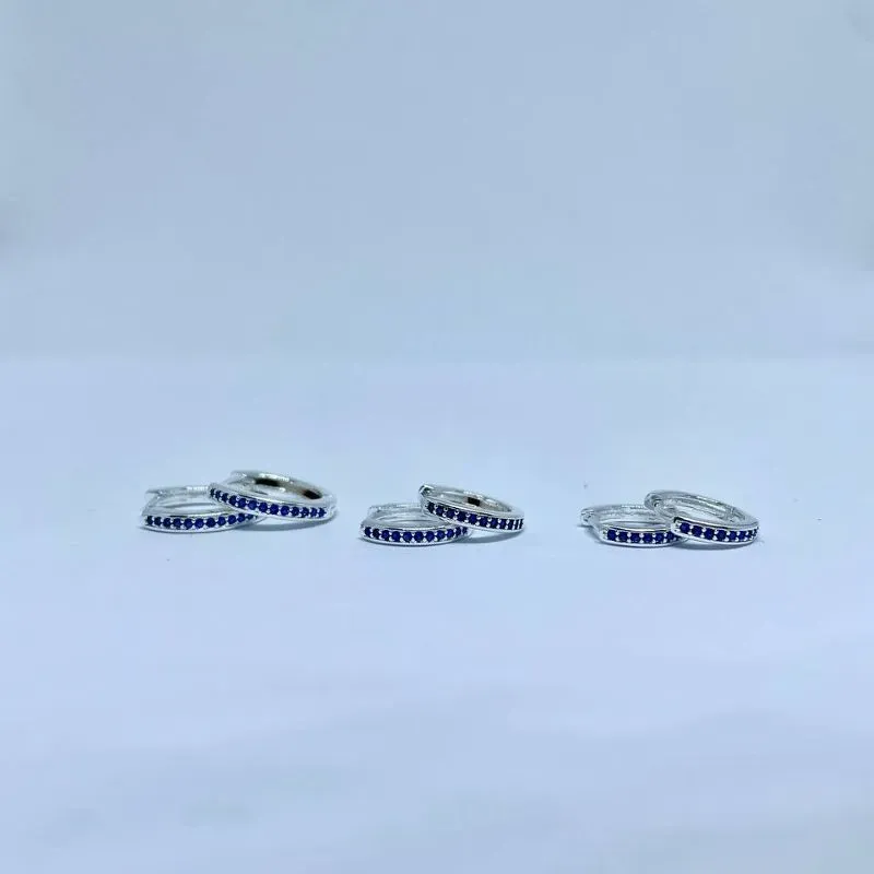 Brinco Argola Crav Azul Ouro Branco G