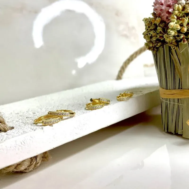 Brinco Argola Cravejada Uma Linha