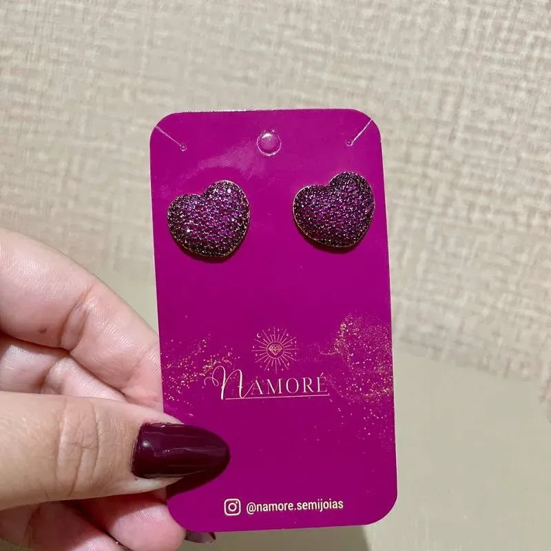 Brinco Coração Pink