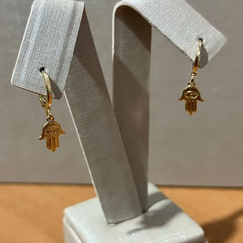 Brinco Mão Hamsa Argola