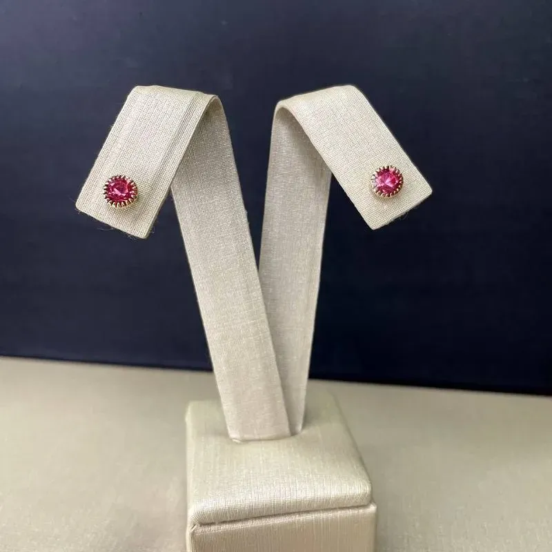 Brinco Zircônia Rosa com Filetes