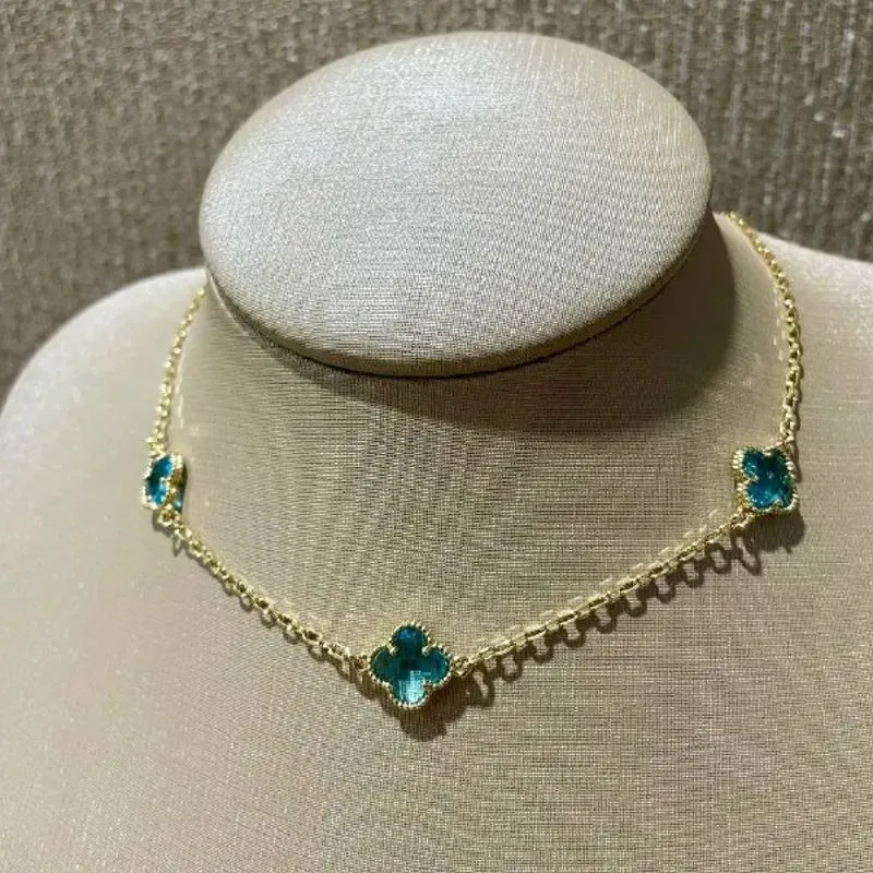 Colar Inspired Trevo Azul