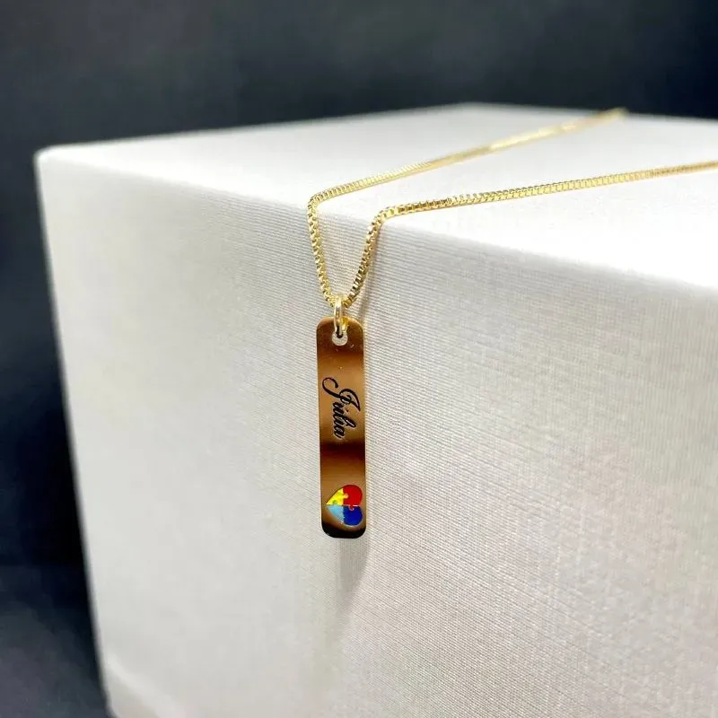 Colar Veneziana Nome Personalizado Autismo