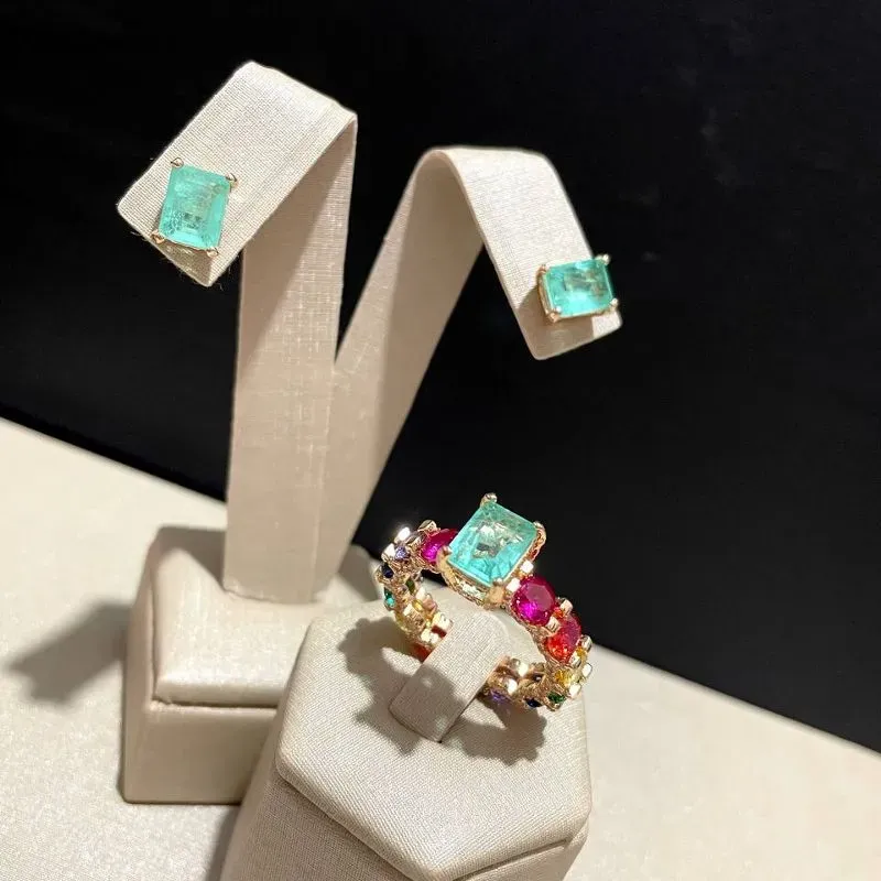 Conjunto Aliança Colorida com Brinco