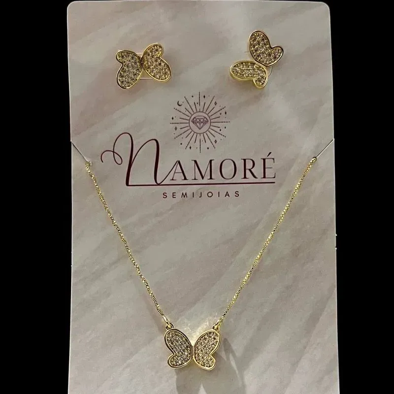 Conjunto Borboleta Crav Cristais