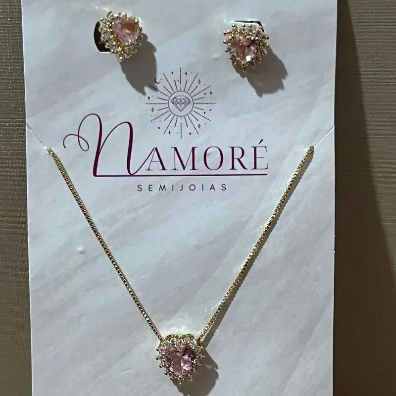 Conjunto Coração Rosa Crav