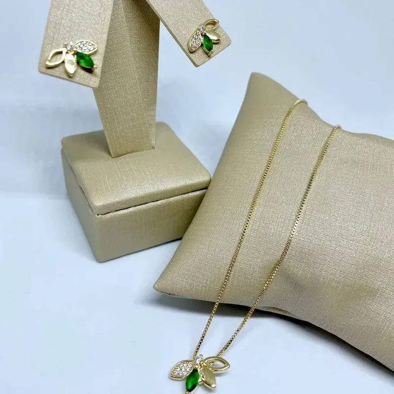 Conjunto Meia Flor Esmeralda