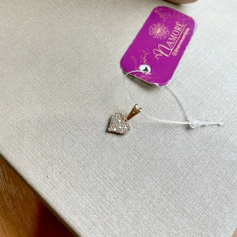 Pingente Mini Coração Cravejado