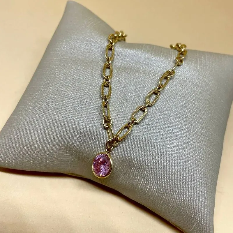 Pulseira com Pedra Rosa