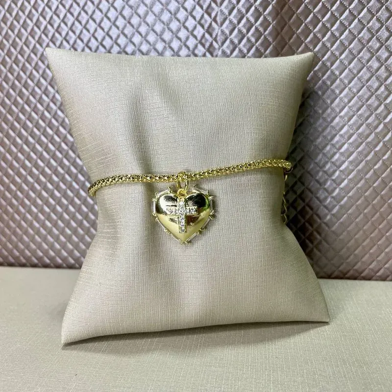 Pulseira Coração e Crucifixo