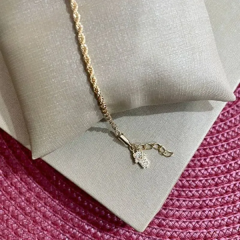Pulseira Cordão Baiano com Mão Hamsa na Ponta