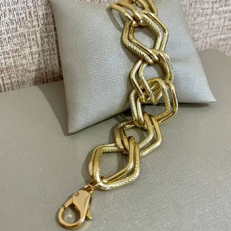 Pulseira de Elos Duplos Dourada