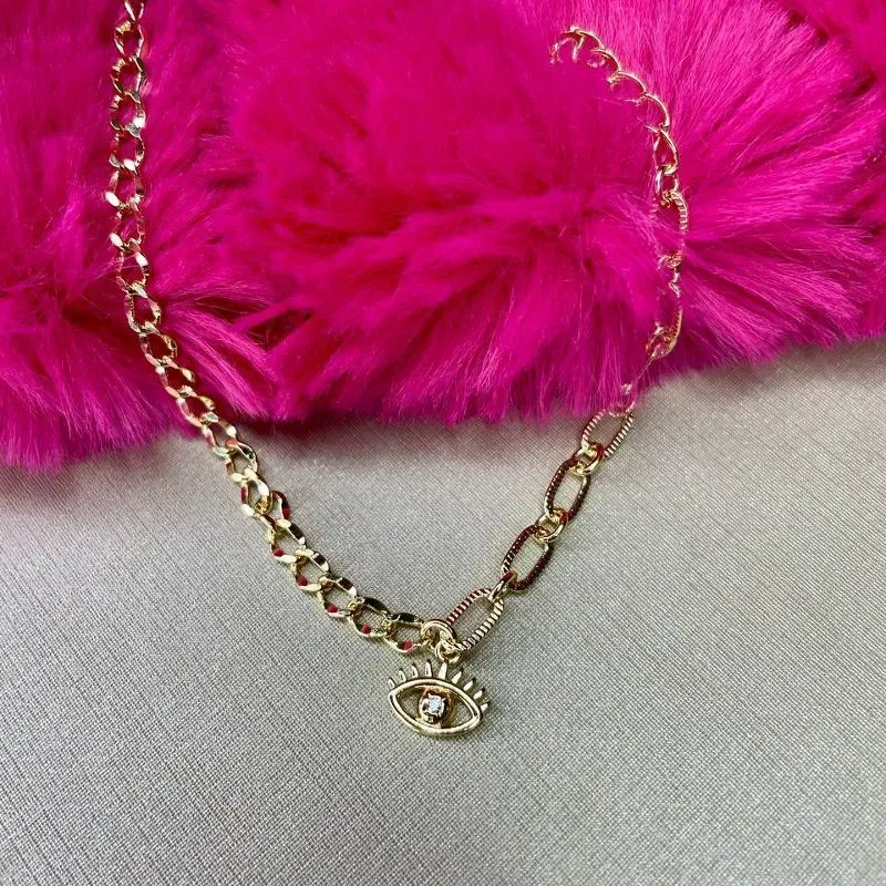 Pulseira Dois Elos com Olho Grego
