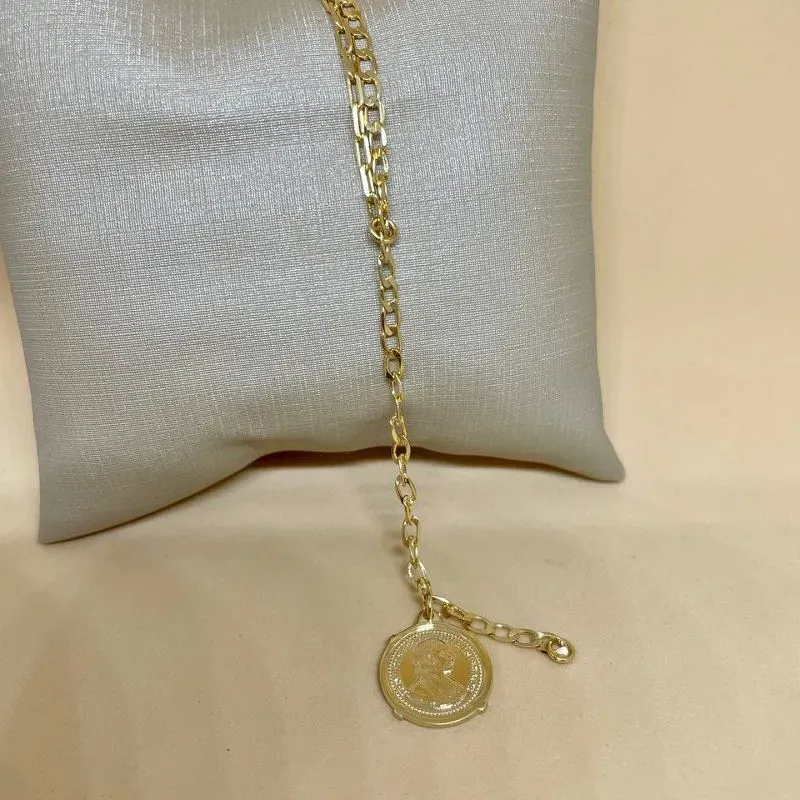 Pulseira Dupla com Moeda do Dinheiro