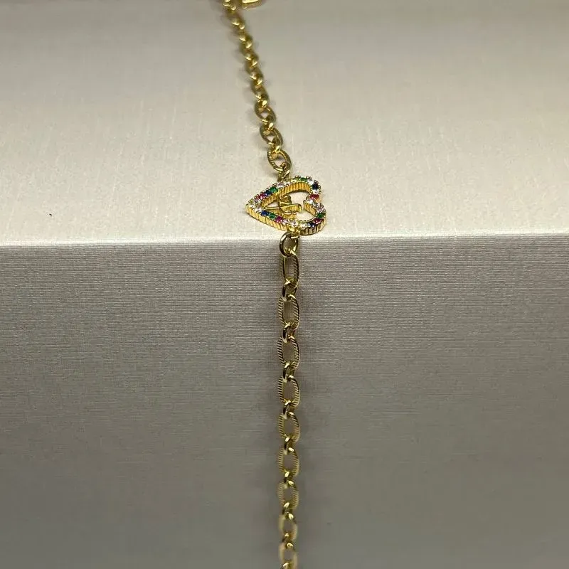 Pulseira Fé Coração Colorido Elo Portugues