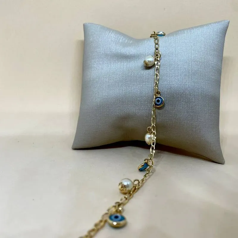 Pulseira Olho Grego com Pérolas