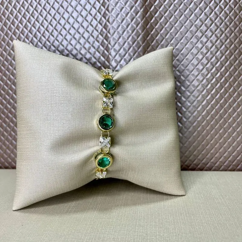 Pulseira Regulavel com Pedras Verdes