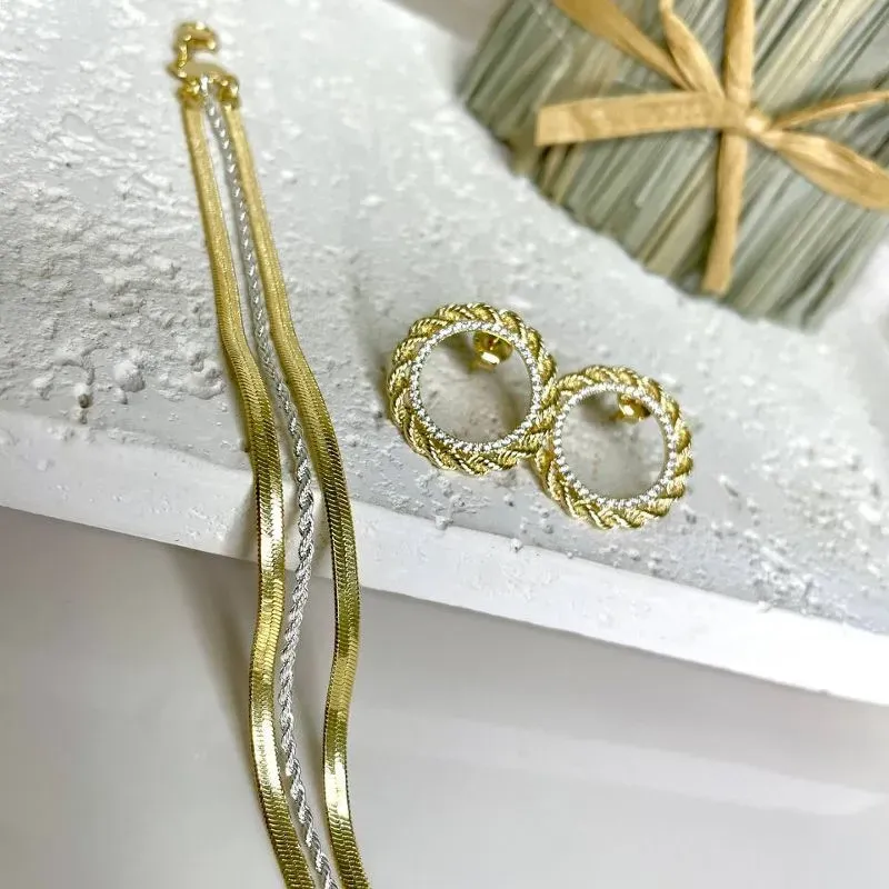Pulseira Tripla Banhado Ouro/Prata