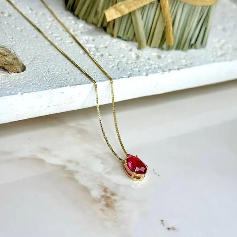 Colar Gota Rosa