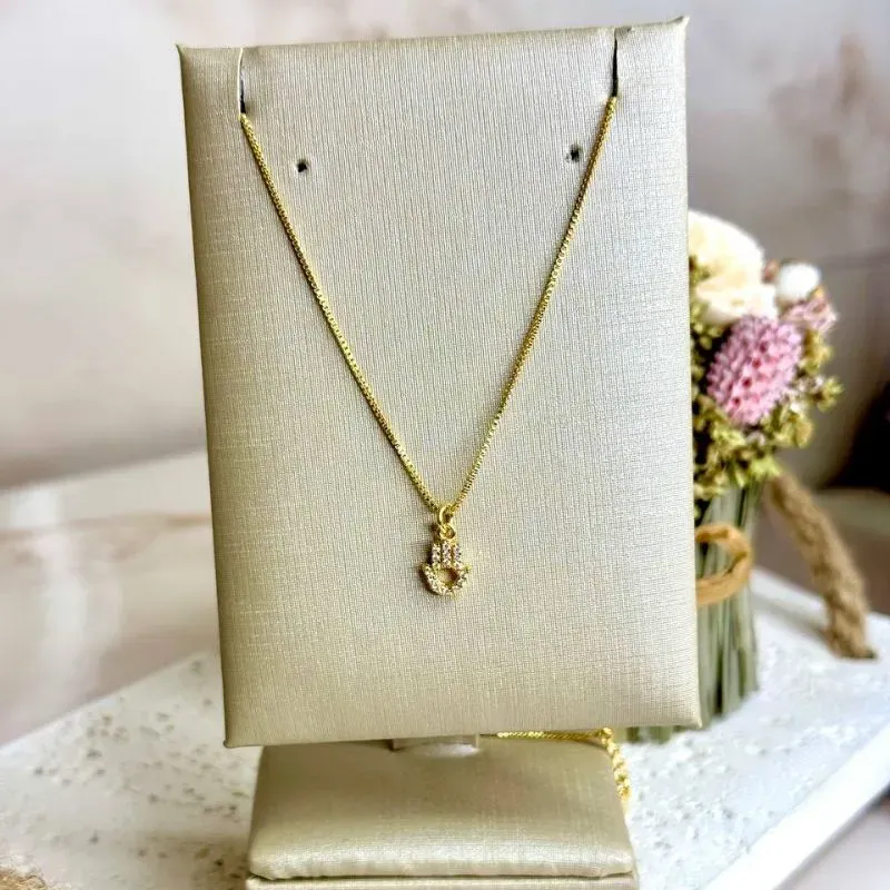 Colar Veneziana com Mão de Hamsã Cravejada