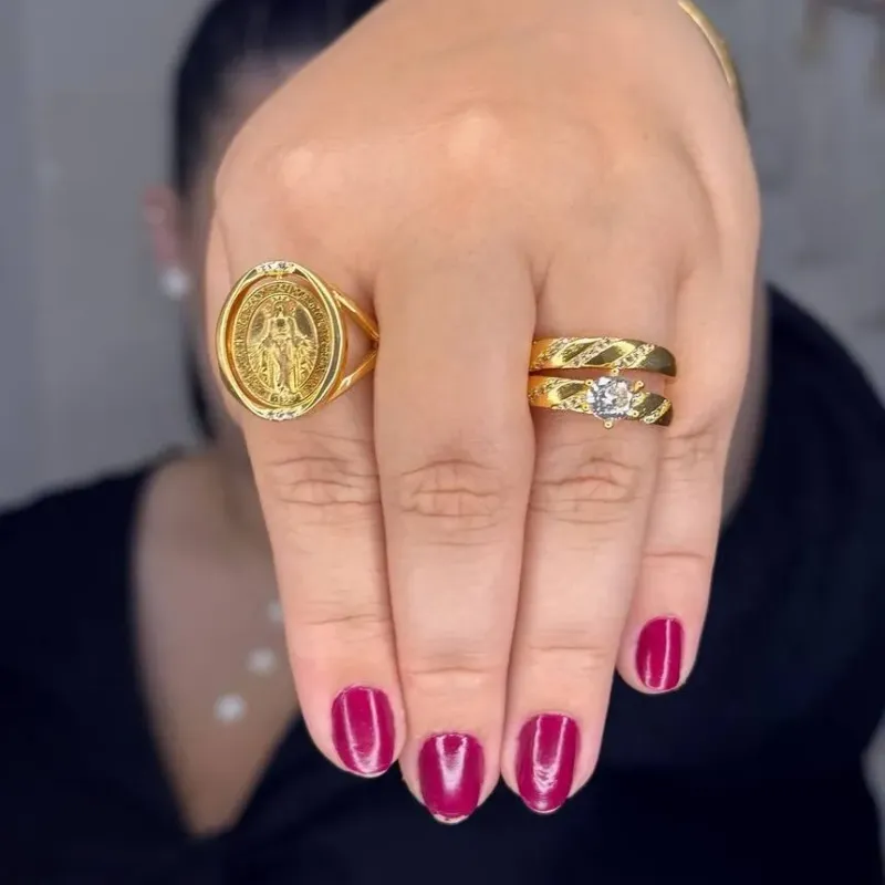 Anel Nossa Sra das Graças - Banhado a Ouro