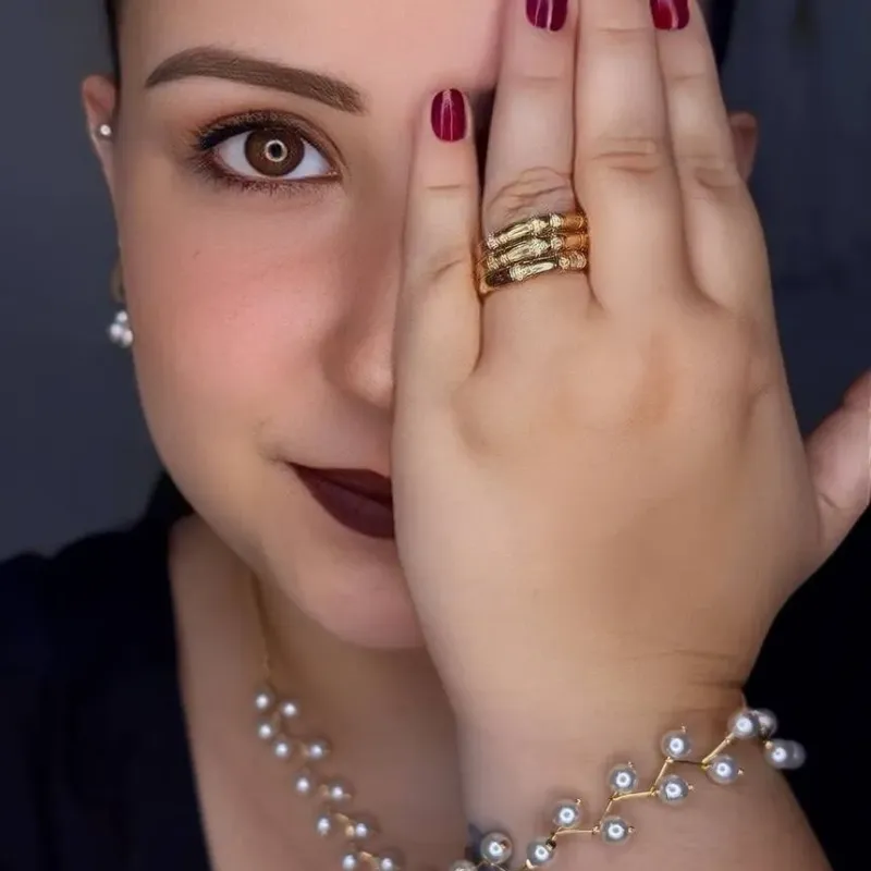 Anel Triplo - 3em1 - Banhado a Ouro 18k - Cristais