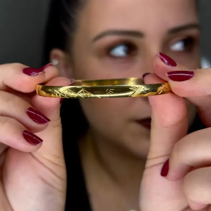 Bracelete Egípcio Largo Banhado a Ouro