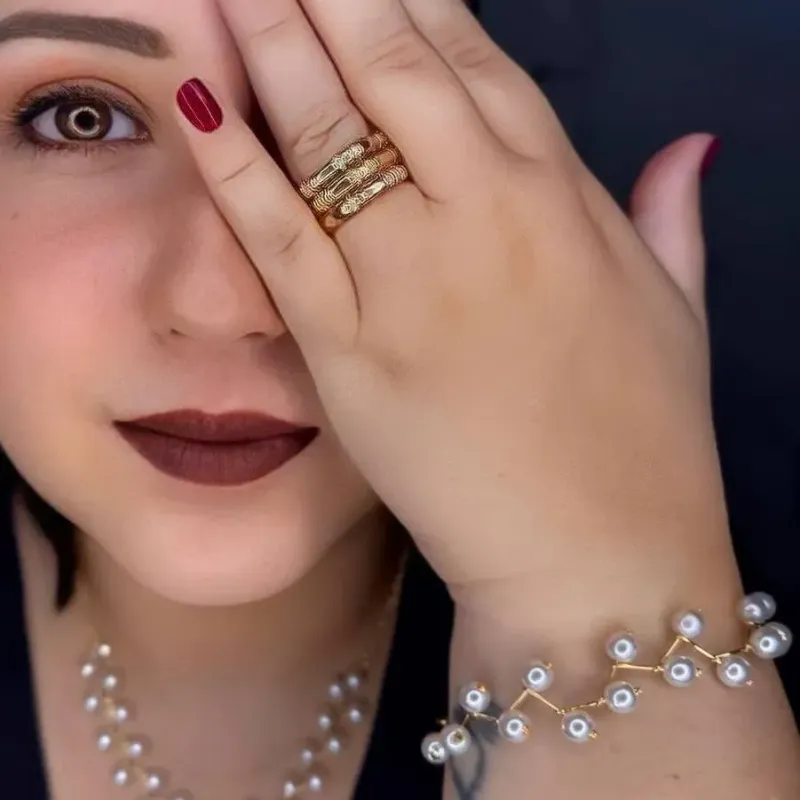 Pulseira Pérolas Banhado a Ouro - Tramado