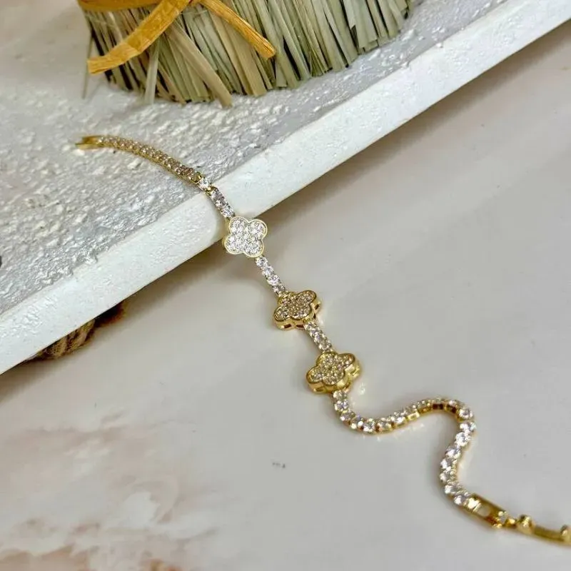 Pulseira Riviera Inspiração VC 3 Trevos - Cristal