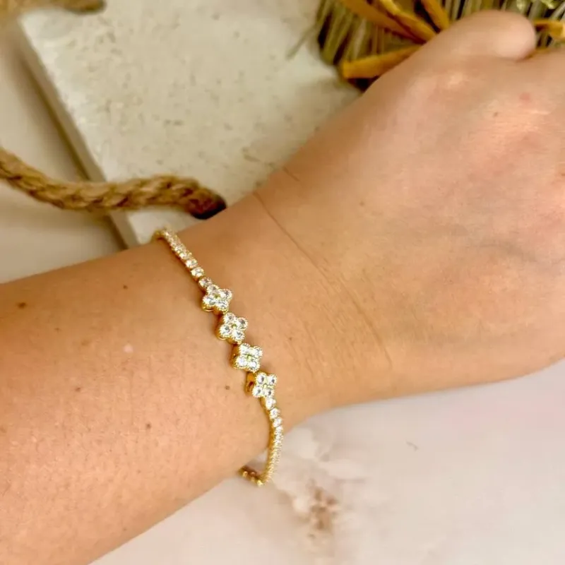 Pulseira Riviera Inspiração VC - Cristal - Banho Ouro 18k