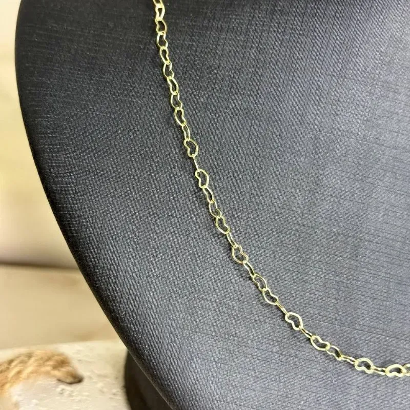 Colar Elo de Coração - 45cm - Banho Ouro 18k