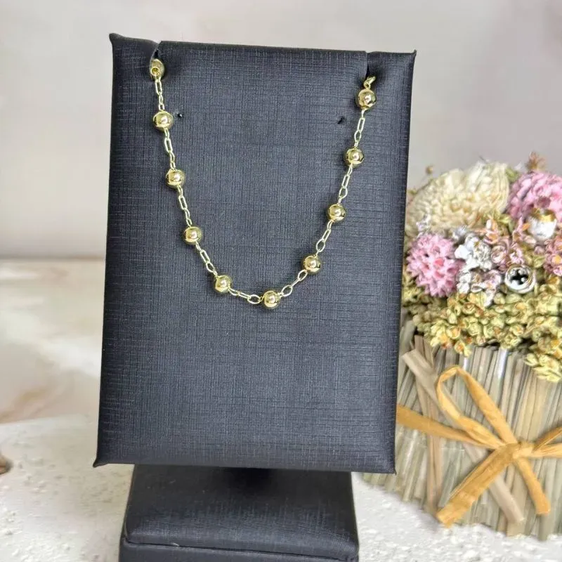 Pulseira de Bolinhas com Elos no Meio