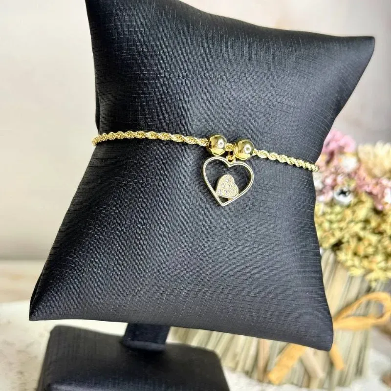 Pulseira Laço de Amor - Cordão Baiano com Coração