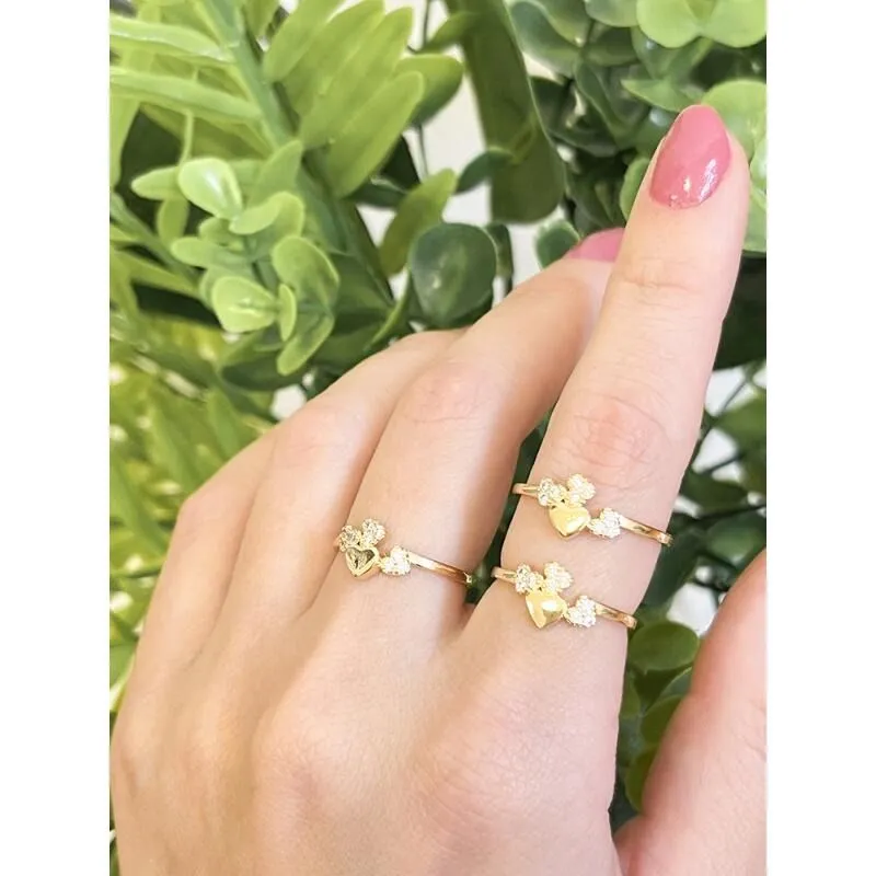 Anel Coração Liso com Micro Zirconias