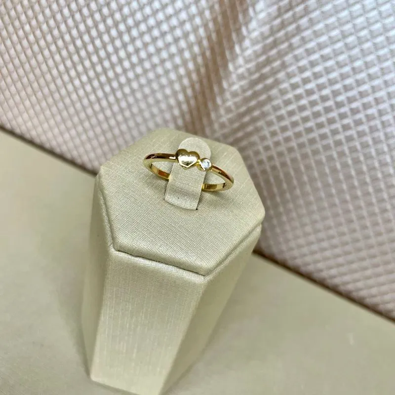 Anel Coração Liso e Zirconia