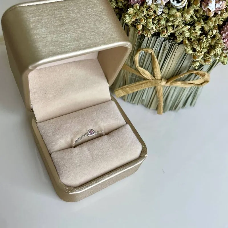 Anel Coraçãozinha Prata925 Rosa