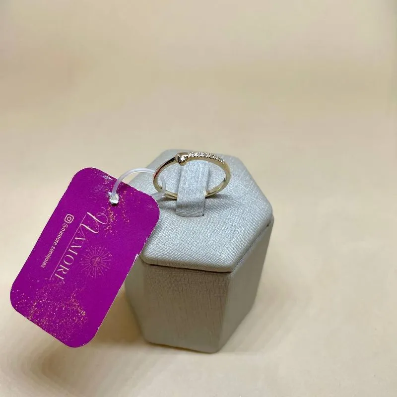 Anel Cravejado com Mini Coração