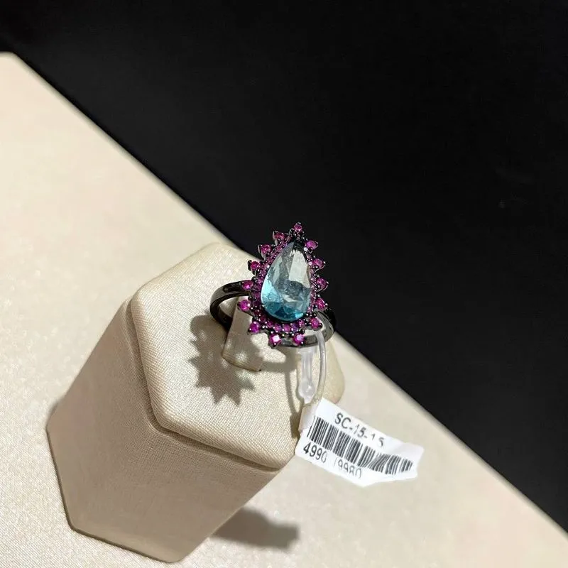 Anel Gota Azul Crav Pink