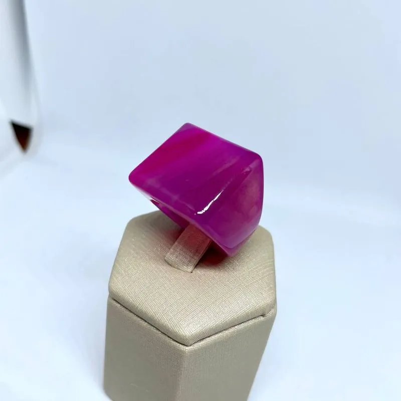 Anel Pedra Agata Rosa